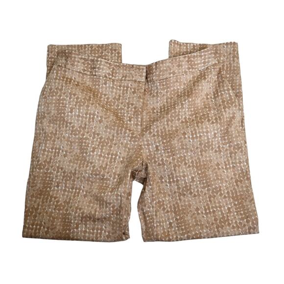 Chico's Womens XS Cropped Light Brown White Dot Pattern Cotton Pants - Picture 4 of 10